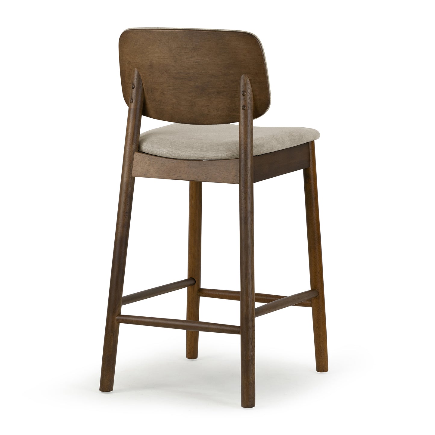 Set of 2 Azura Beige Fabric Counter Stool with Walnut Wood Legs