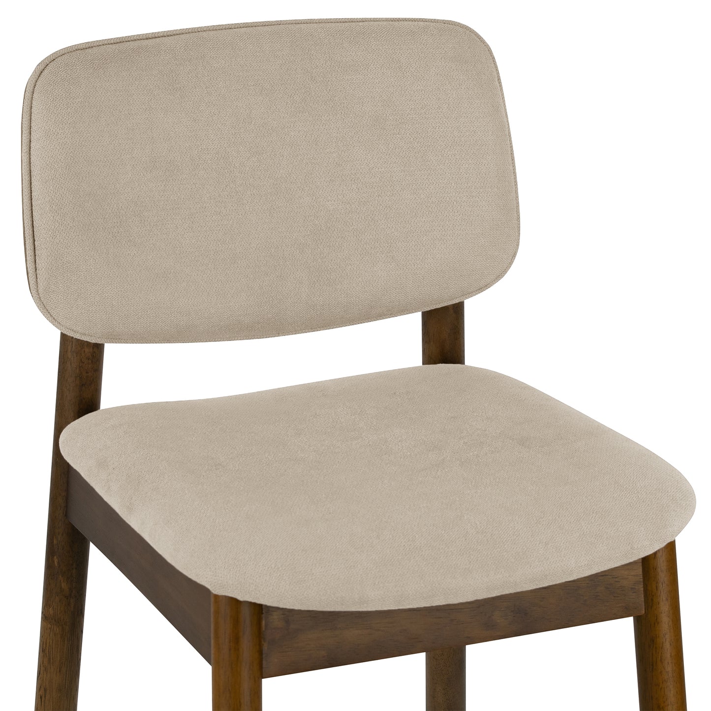 Set of 2 Azura Beige Fabric Counter Stool with Walnut Wood Legs