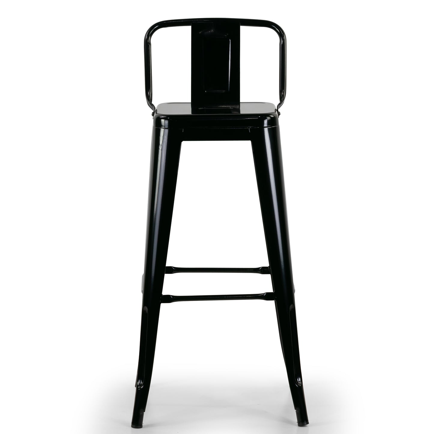 Set of 2 Barto Black Metal Bar Stool with Open Backrest