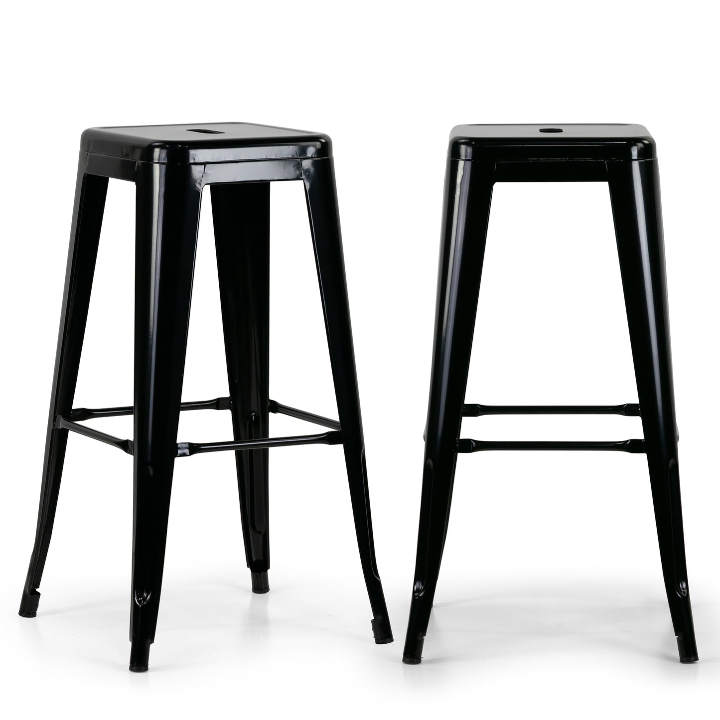 Set of 2 Barton Black Metal Backless Bar Stool