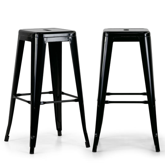 Set of 2 Barton Black Metal Backless Bar Stool