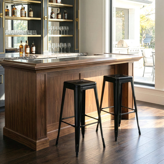 Set of 2 Barton Black Metal Backless Bar Stool