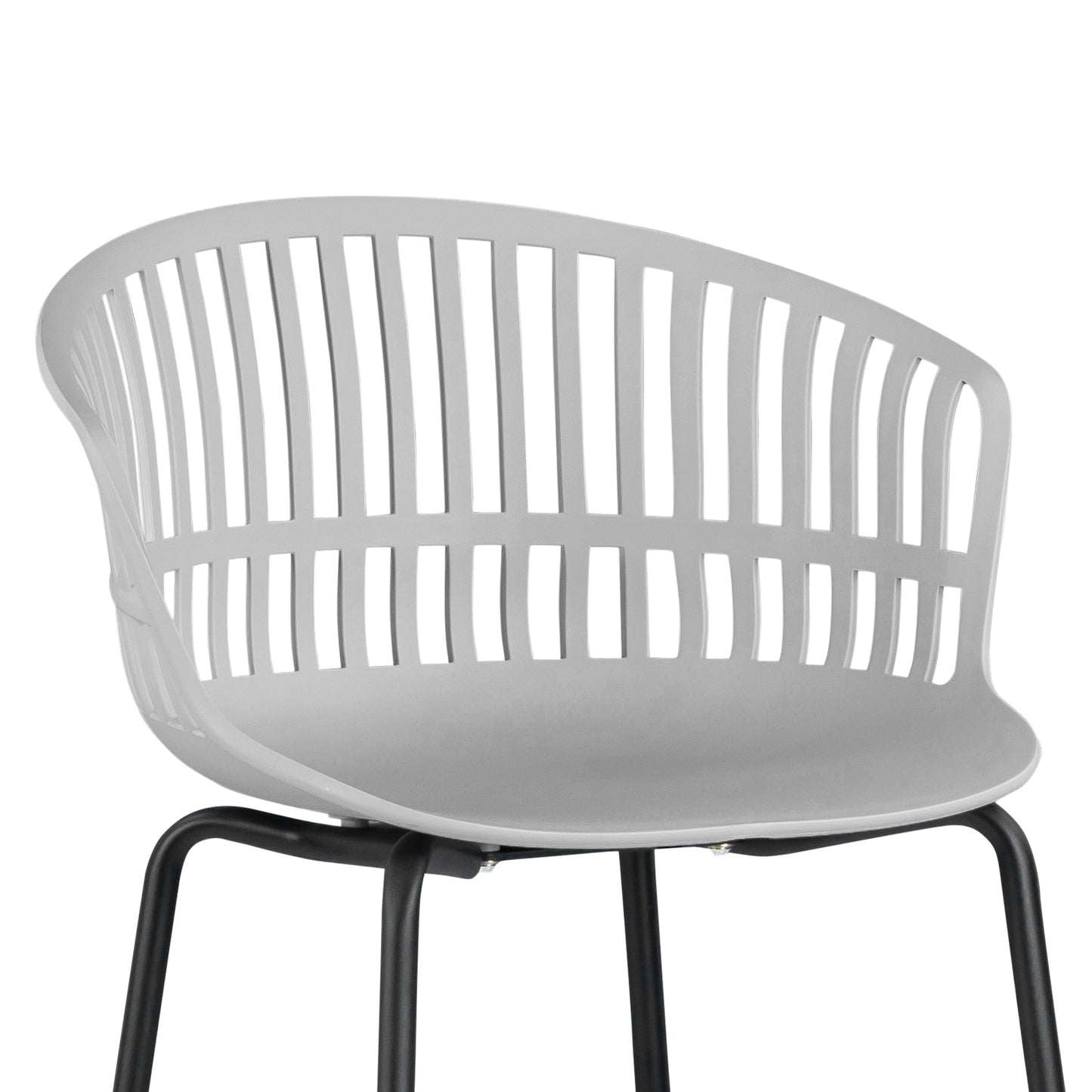 Set of 2 Basia Gray Plastic Counter Stool with Slatted Back and Iron Legs