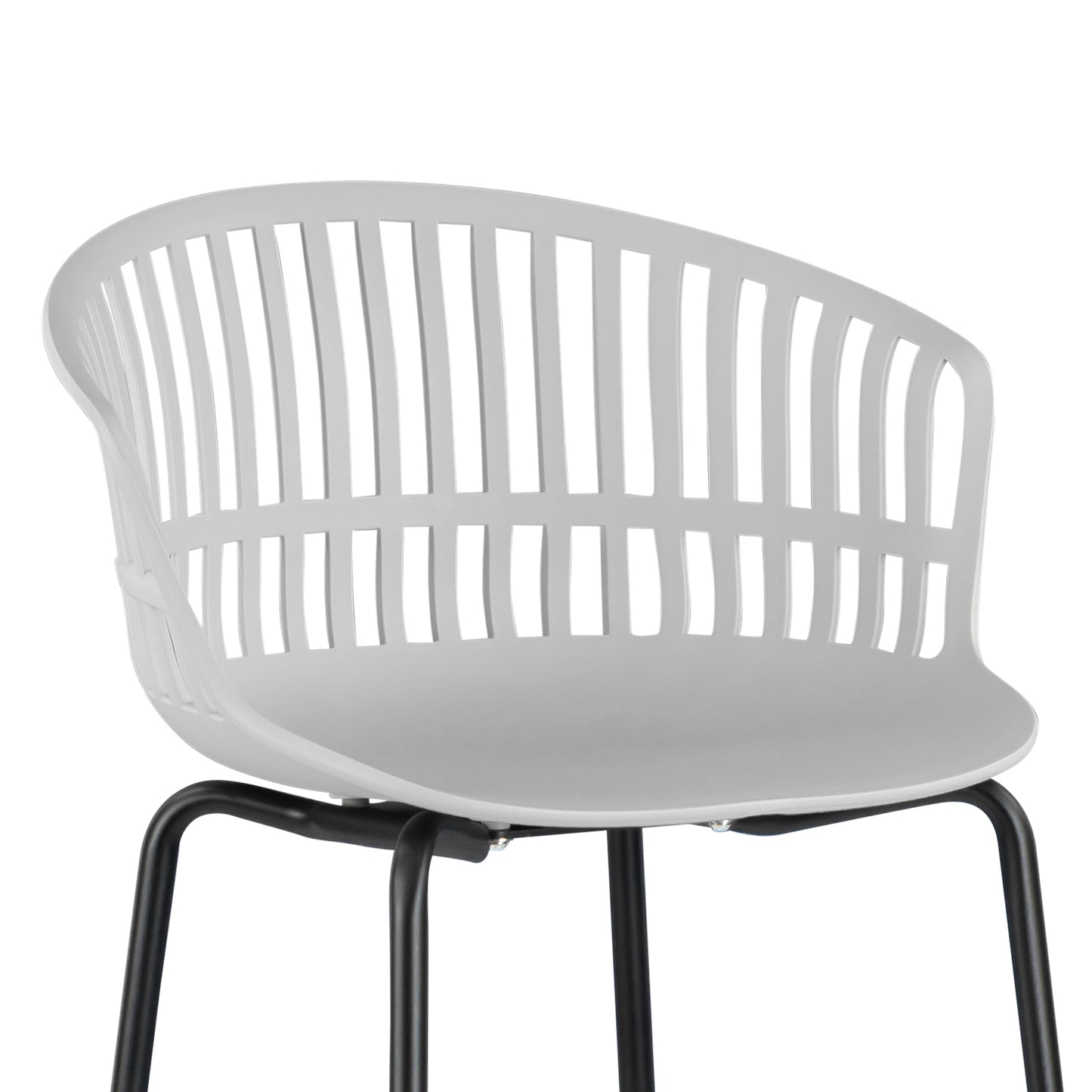 Set of 2 Basil Gray Plastic Bar Stool with Slatted Back and Iron Legs