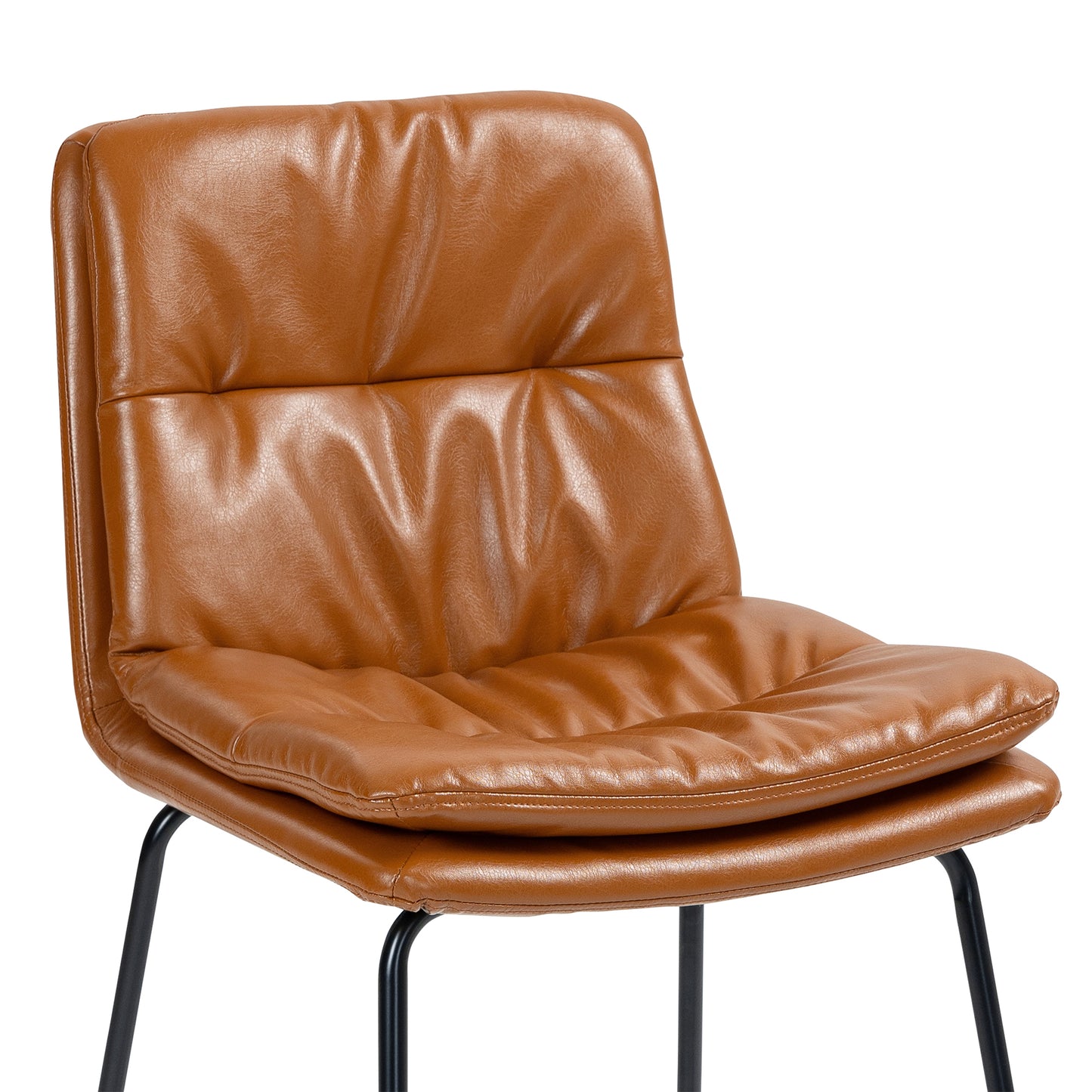 Set of 2 Bauer Brown Faux Leather Counter Stool with Black Iron Legs