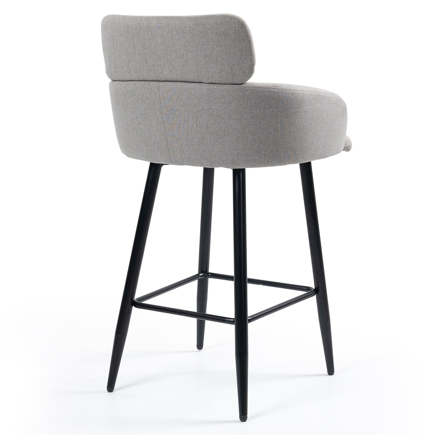 Set of 2 Barker Gray Fabric Tufted Bar Stool with Black Iron Legs