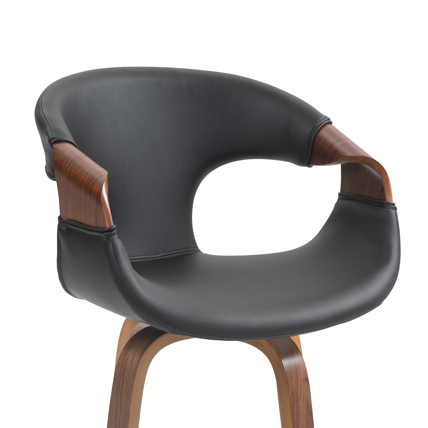 Baylor Black Faux Leather Counter Stool with Walnut Wooden Legs