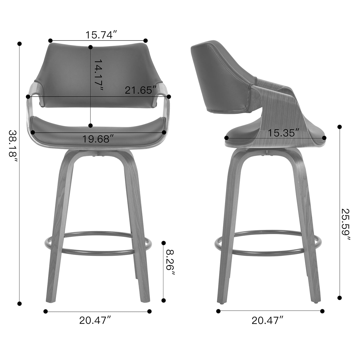 Beasley Black Faux Leather Counter Stool with Walnut Wood Legs