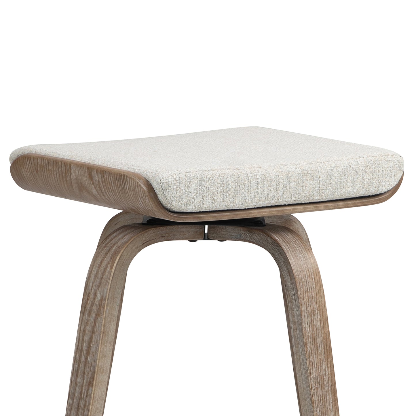 Set of 2 Beatrix Beige Woven Fabric Counter Stool with Natural Wood Legs