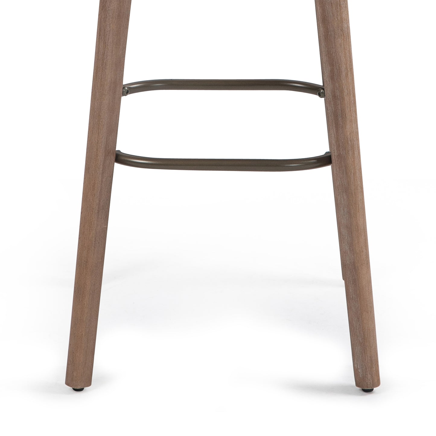 Set of 2 Beckham Beige Linen Fabric Backless Bar Stool with Natural Wood Legs