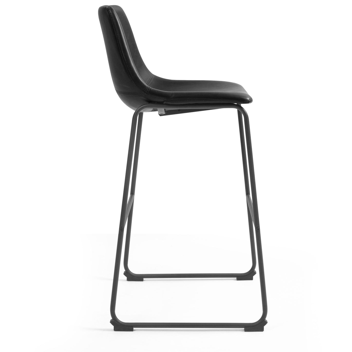Set of 2 Adan Iron Frame Black Faux Leather Bar Stool