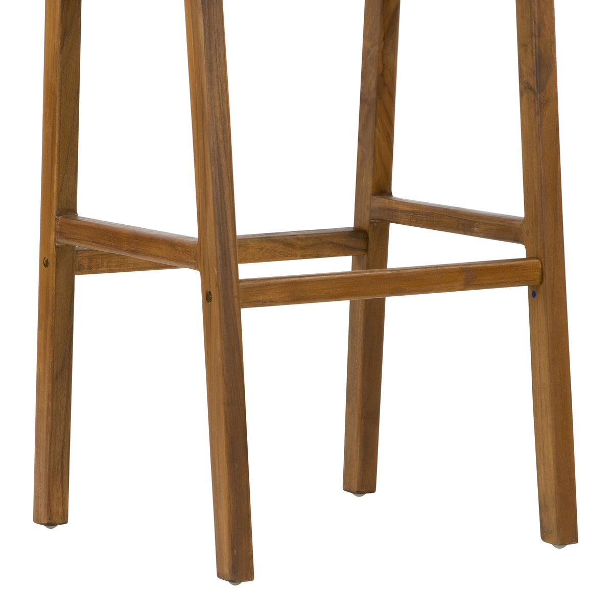 Set of 2 Blume Brown Teakwood Indoor/Outdoor Barstool with Low Back Hand-Woven Synthetic Rattan Seat