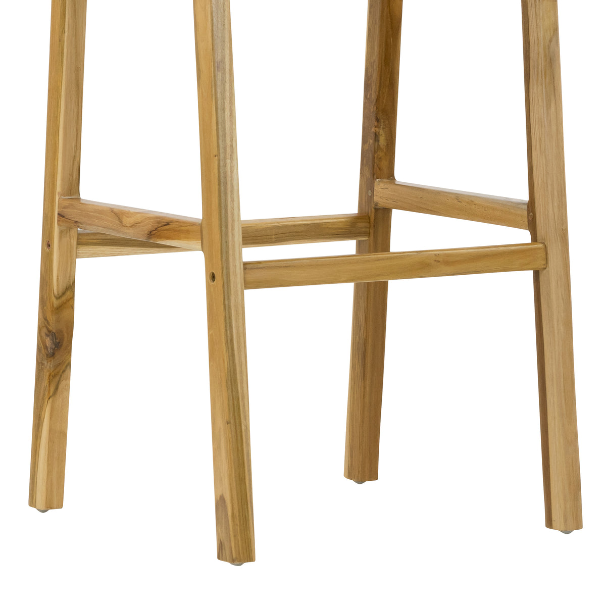 Set of 2 Blume Light Teakwood Indoor/Outdoor Barstool with Low Back Hand-Woven Synthetic Rattan Seat