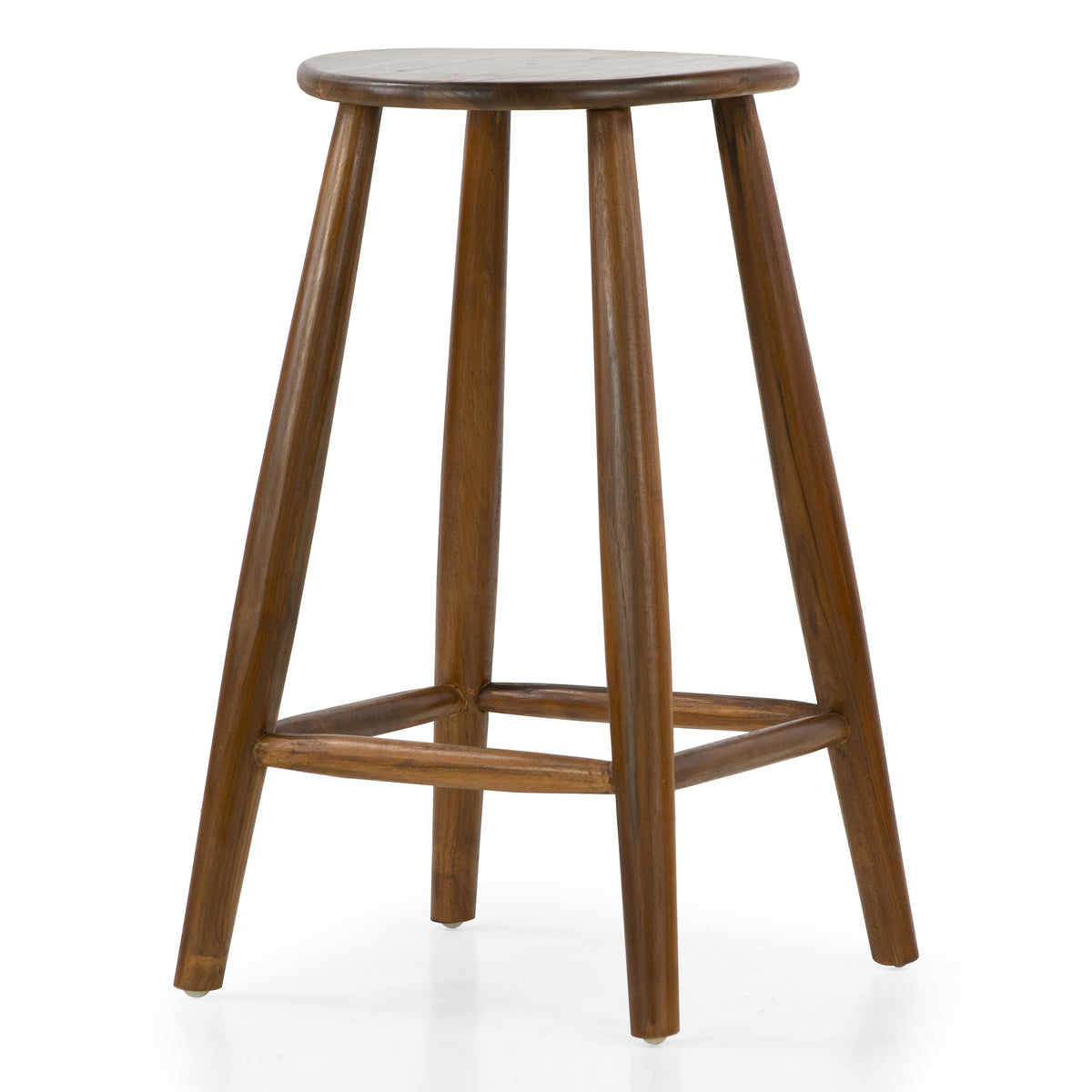 Bolivar Brown Teakwood Indoor/Outdoor Backless Counter Stool