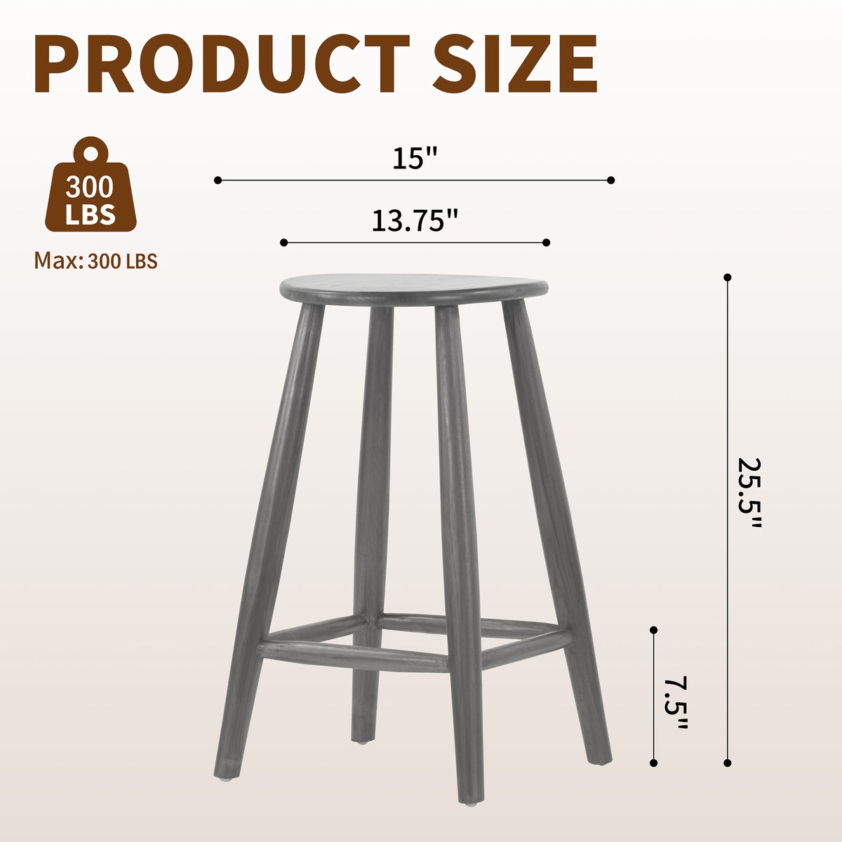 Bolivar Brown Teakwood Indoor/Outdoor Backless Counter Stool