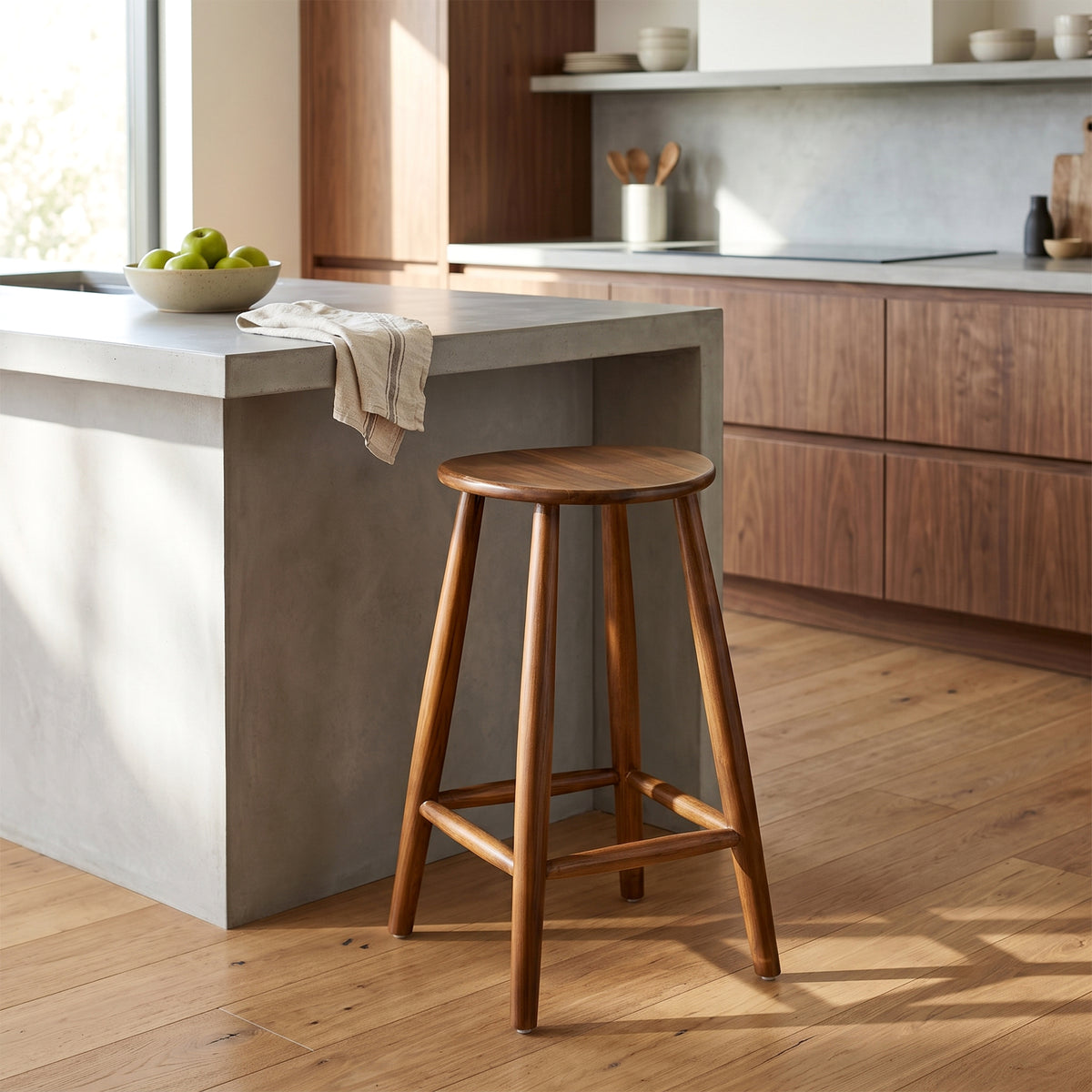 Bolivar Brown Teakwood Indoor/Outdoor Backless Counter Stool
