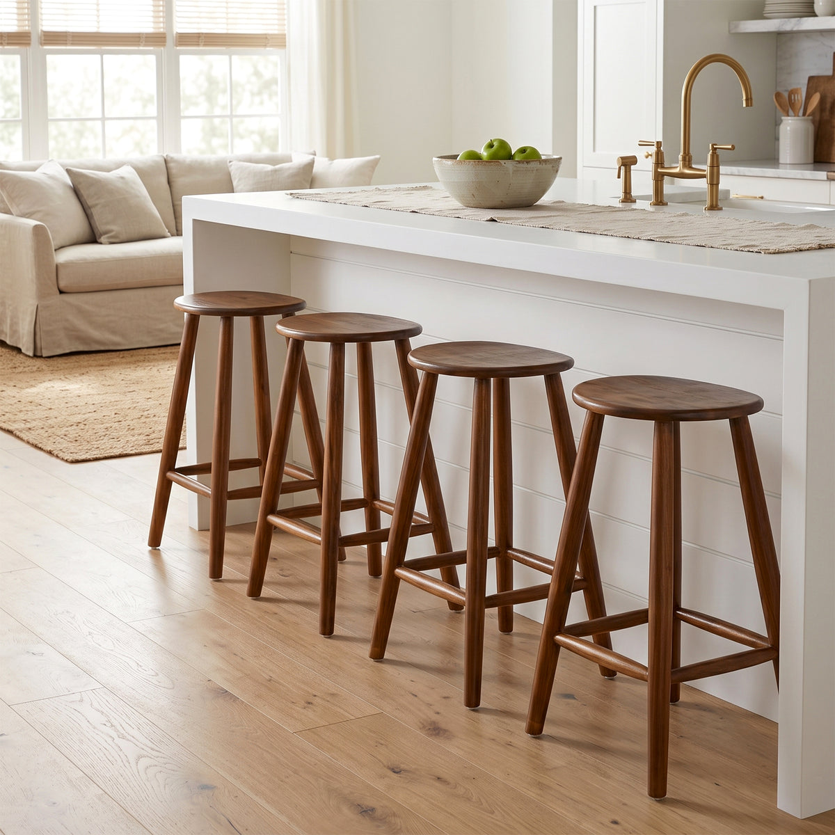 Bolivar Brown Teakwood Indoor/Outdoor Backless Counter Stool
