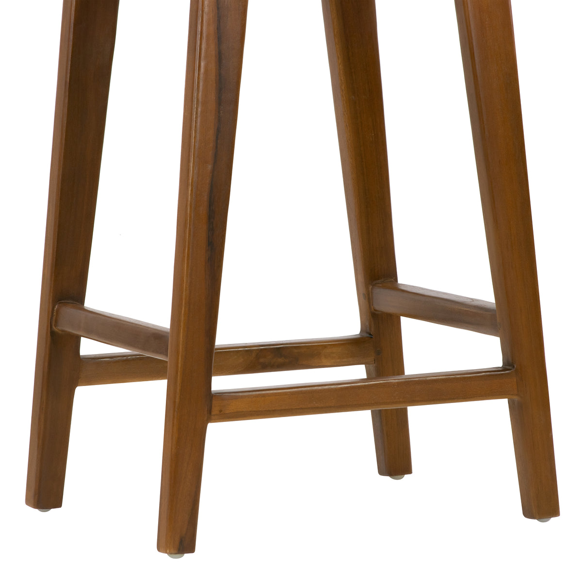 Bonita Brown Backless Leather Seat Counter Stool with Teakwood Frame