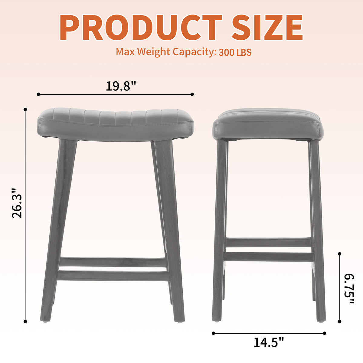 Bonita Brown Backless Leather Seat Counter Stool with Teakwood Frame