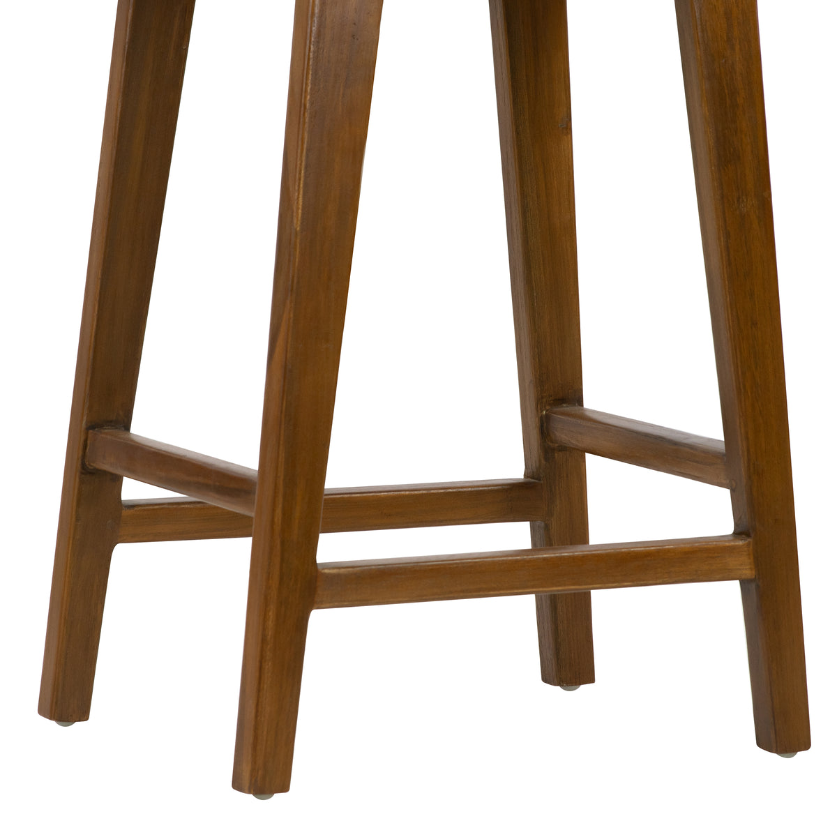 Bonita Brown Backless Faux Leather Upholstered Counter Stool with Teakwood Frame