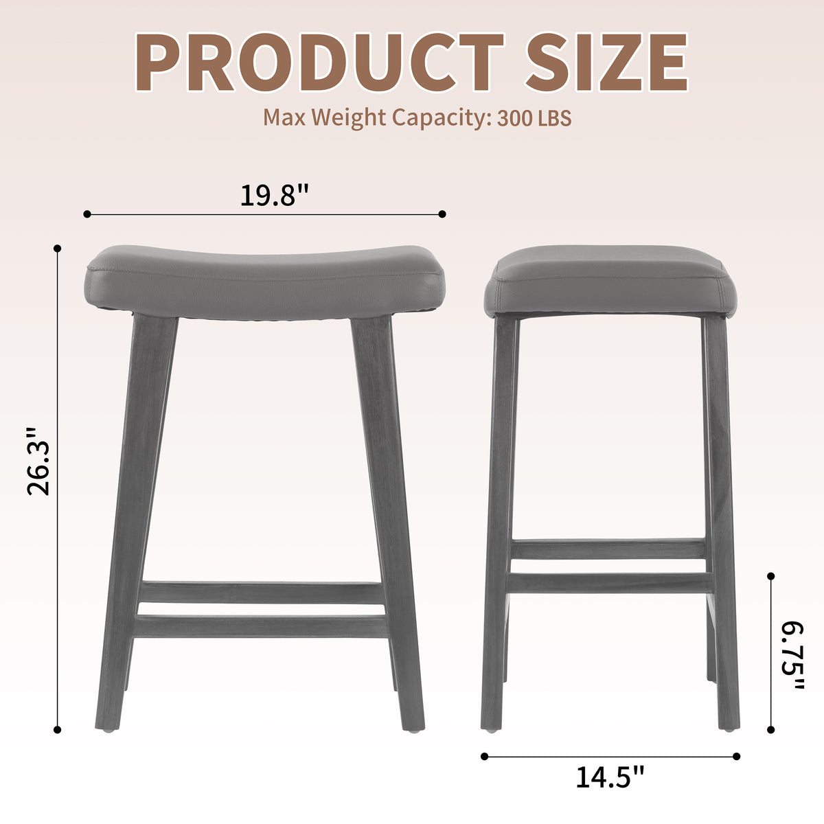 Bonita Brown Backless Faux Leather Upholstered Counter Stool with Teakwood Frame