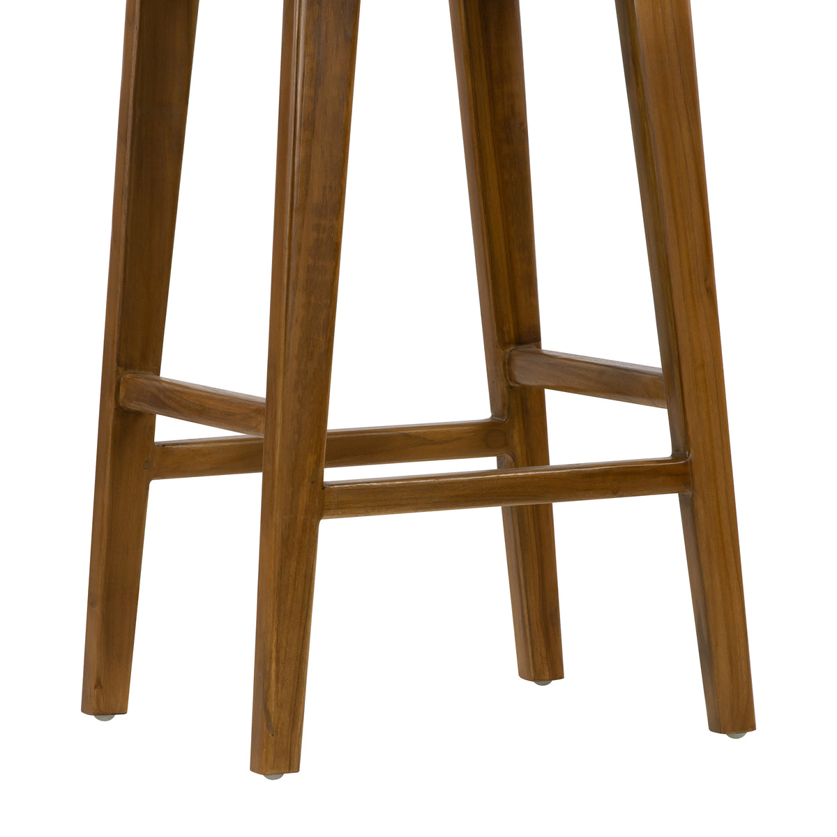 Bonita Brown Backless Leather Seat Barstool with Teakwood Frame