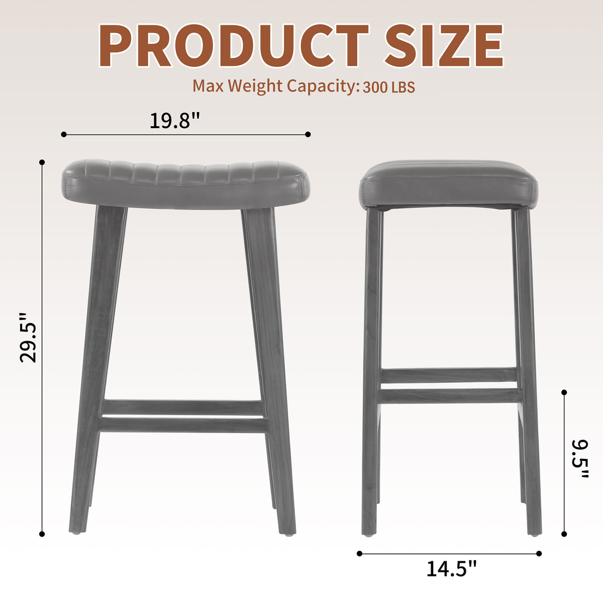 Bonita Brown Backless Leather Seat Barstool with Teakwood Frame