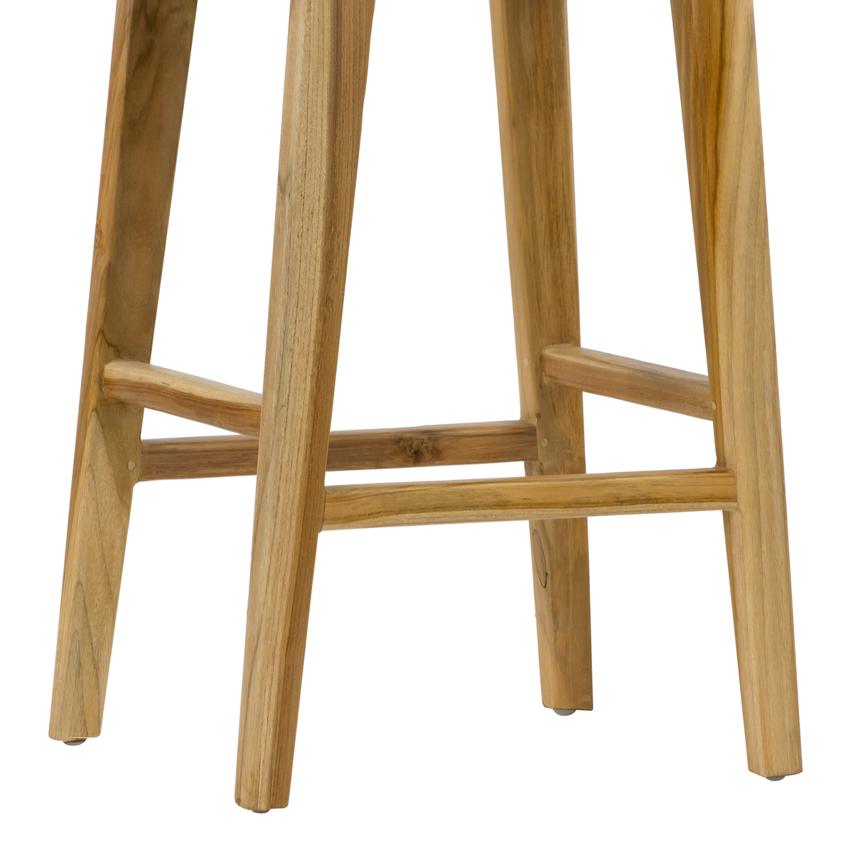 Bonita Beige Backless Leather Seat Barstool with Light Teakwood Frame