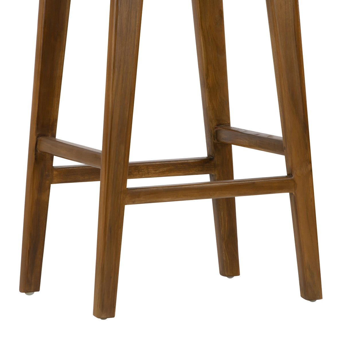 Bonita Brown Backless Faux Leather Upholstered Barstool with Teakwood Frame