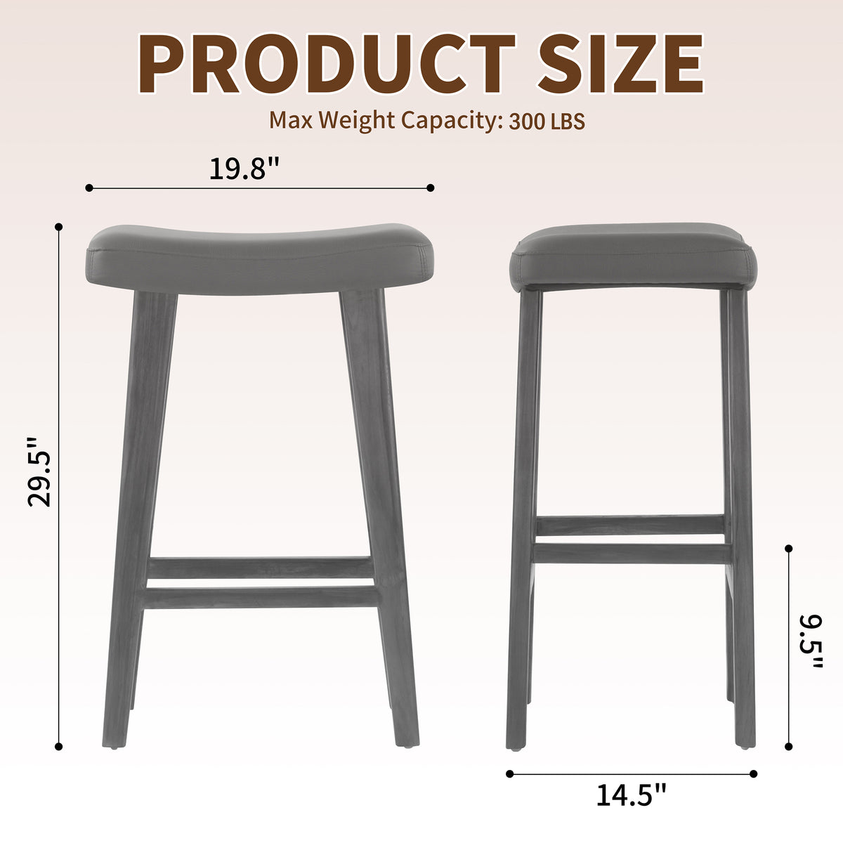 Bonita Brown Backless Faux Leather Upholstered Barstool with Teakwood Frame