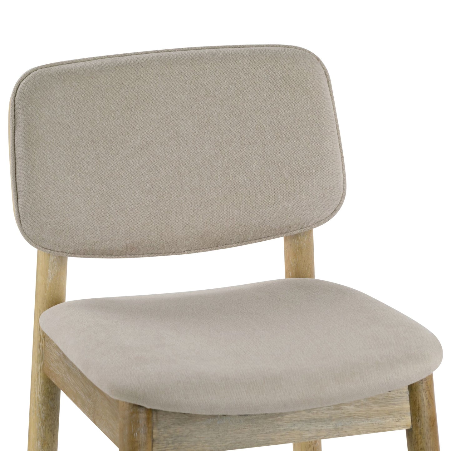 Set of 2 Azura Beige Fabric Counter Stool with Washed Wood Legs