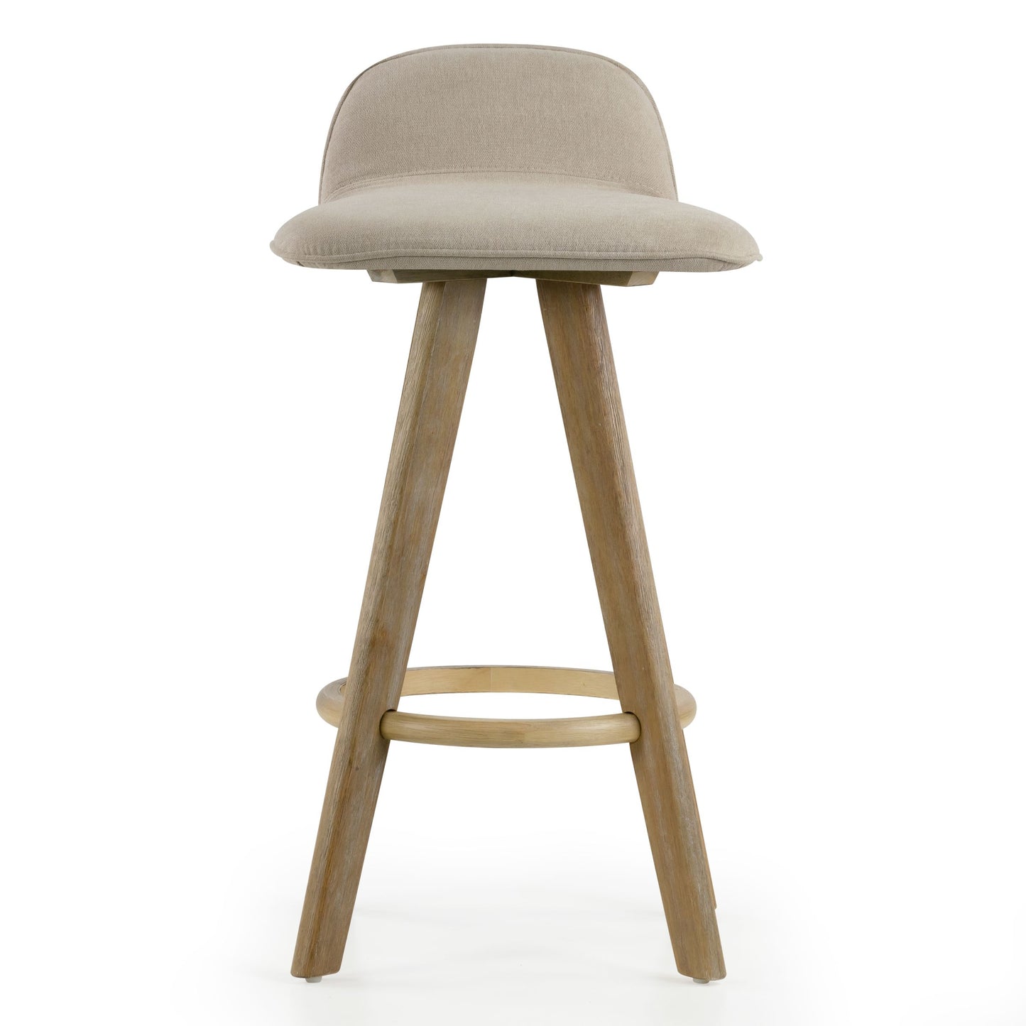Set of 2 Asta Dark Washed Wood Bar Stool with Low Back Fabric Seat