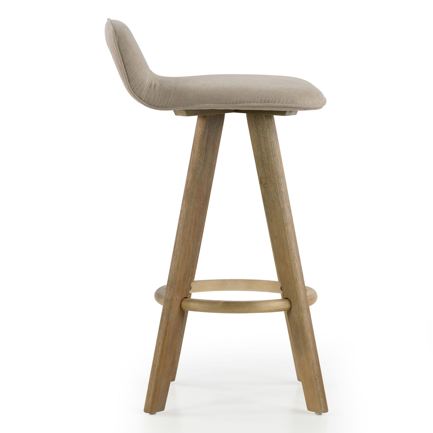 Set of 2 Asta Dark Washed Wood Bar Stool with Low Back Fabric Seat