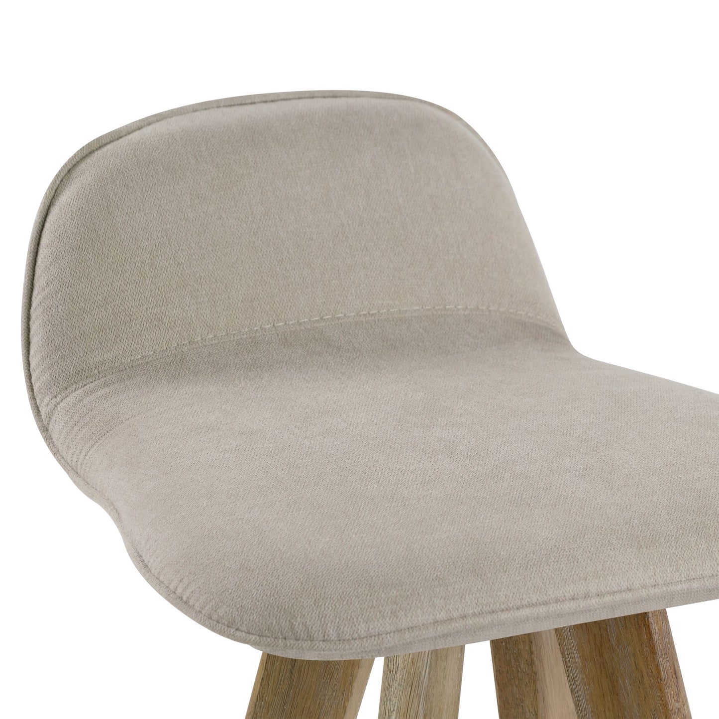 Set of 2 Asta Dark Washed Wood Bar Stool with Low Back Fabric Seat