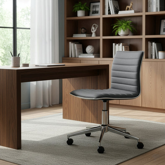 Aiko Grey Fabric Swivel Office Chair with Wheel Base