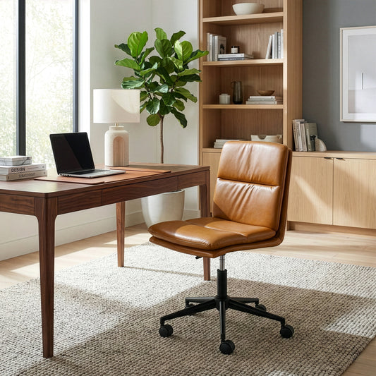 Avak Cappuccino Faux Leather Adjustable Height Swivel Office Chair