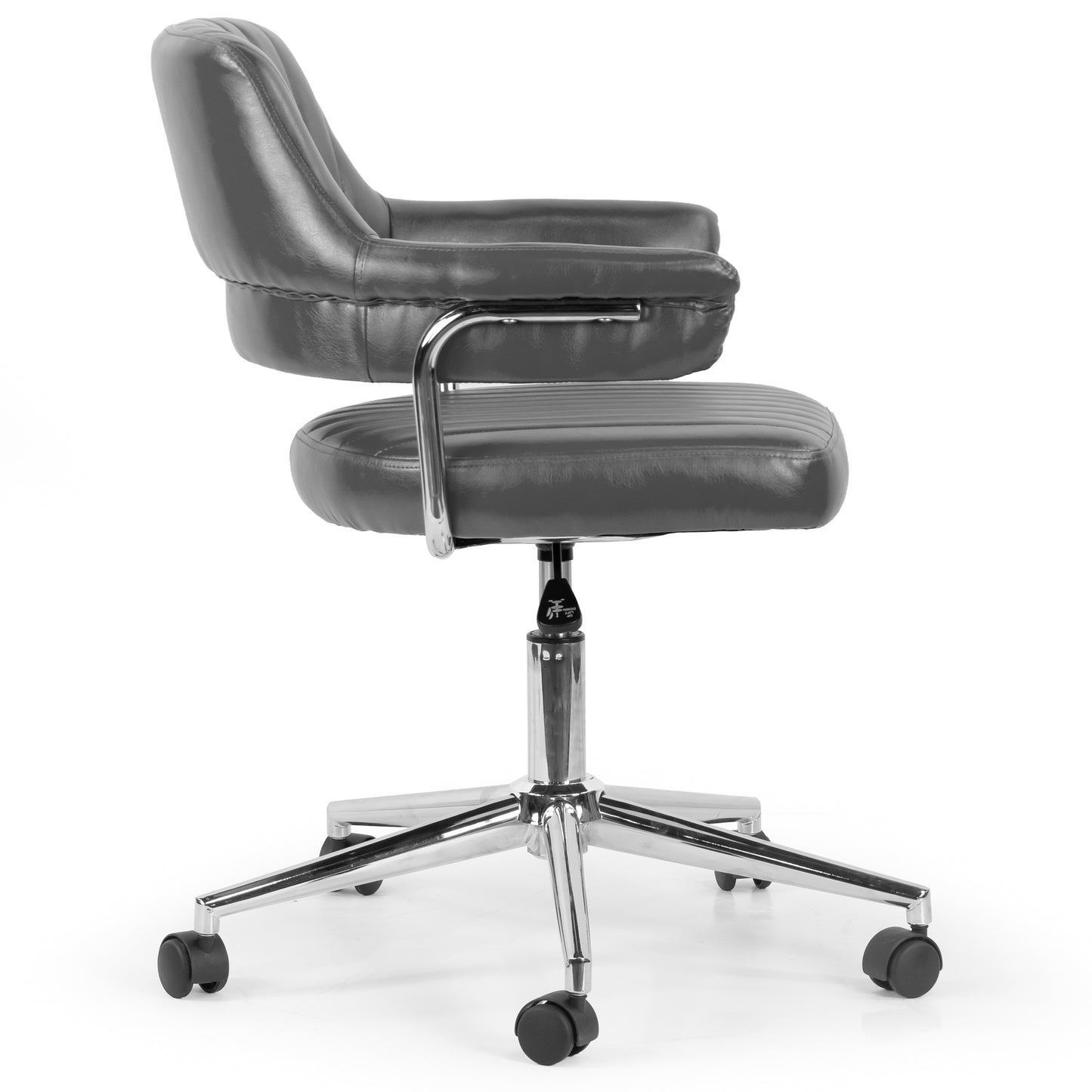 Avery Gray Faux Leather Adjustable Height Swivel Office Chair with Arms