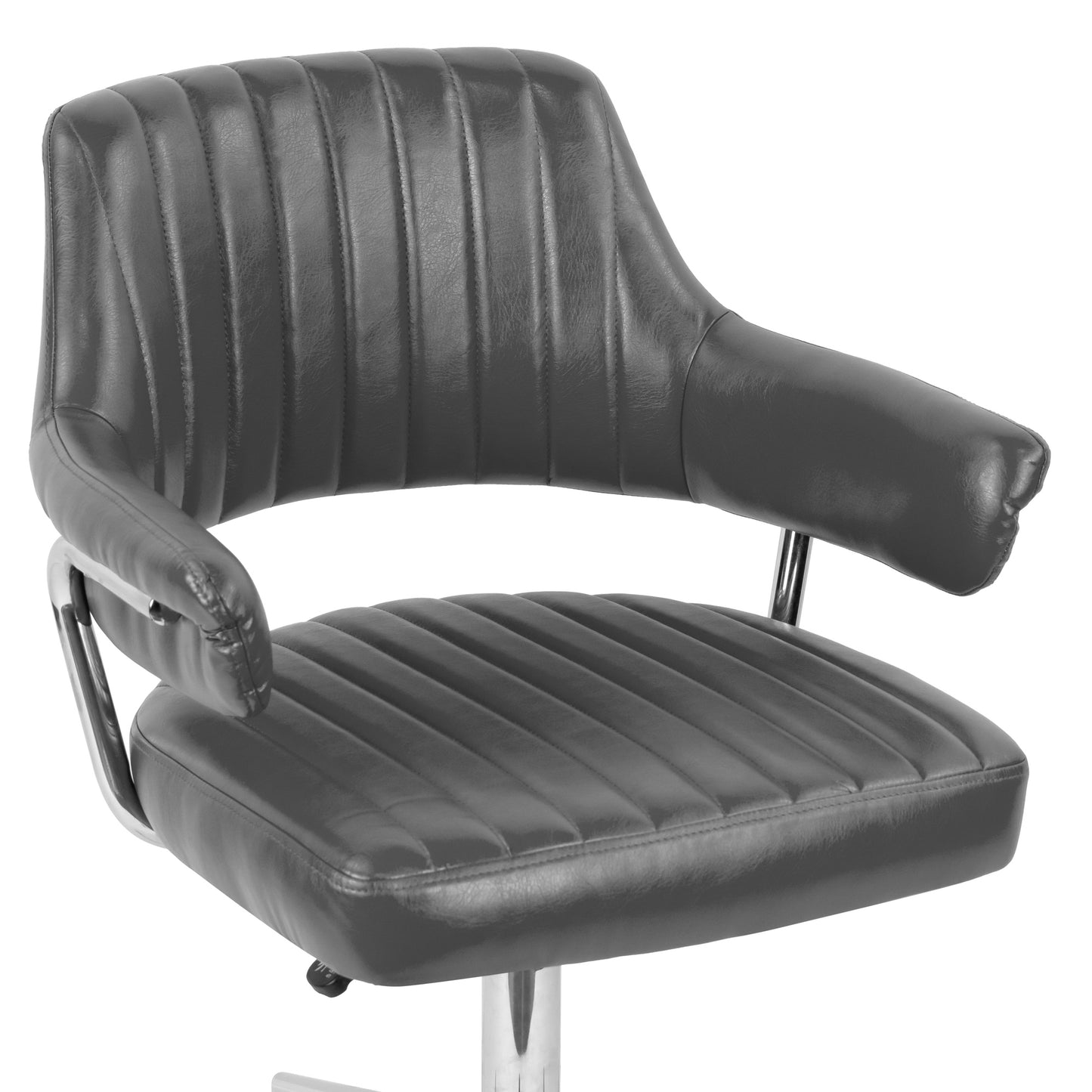 Avery Gray Faux Leather Adjustable Height Swivel Office Chair with Arms