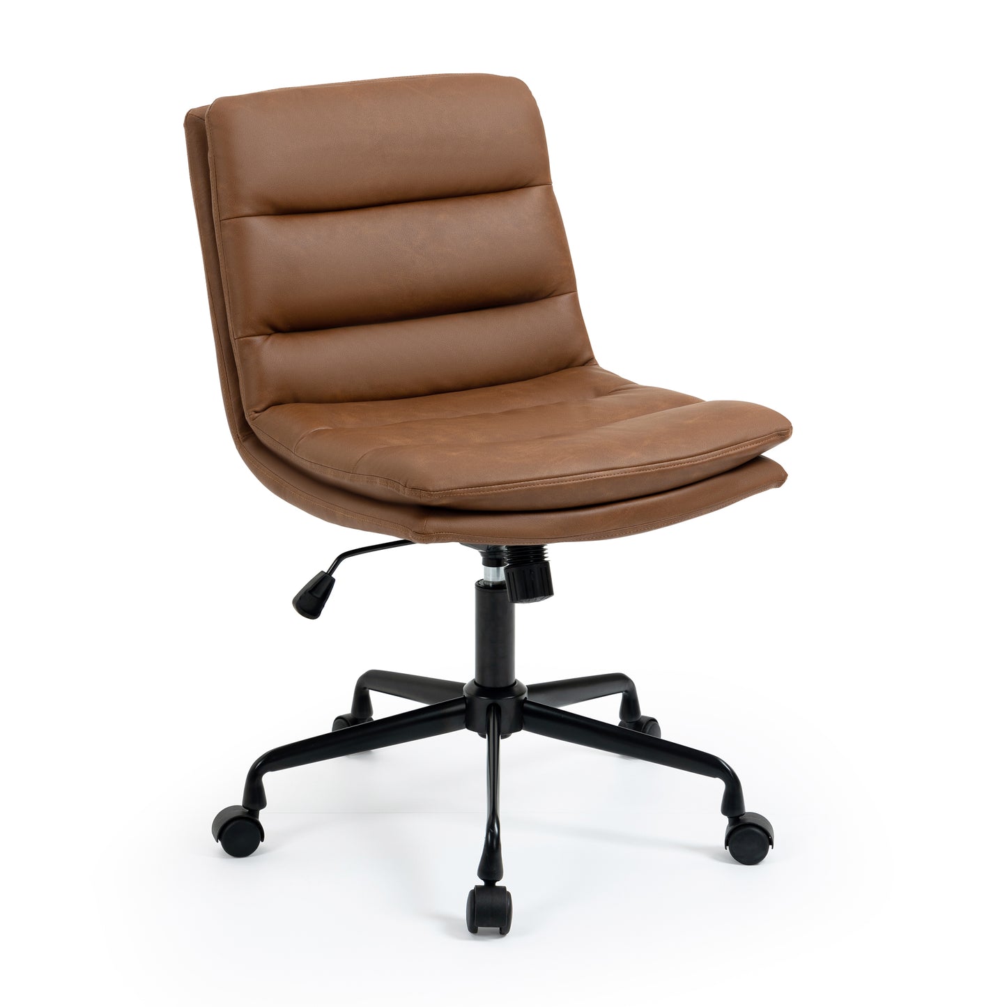 Ayuka Brown Faux Leather Adjustable Height Swivel Office Chair