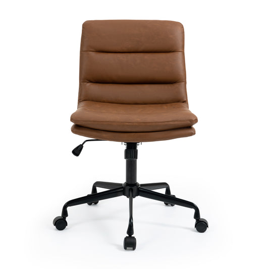 Ayuka Brown Faux Leather Adjustable Height Swivel Office Chair
