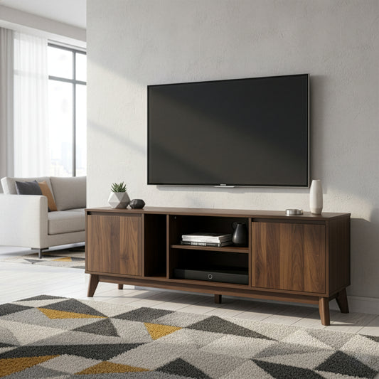 Anshu TV Stand with Two Cabinets and Open Shelves