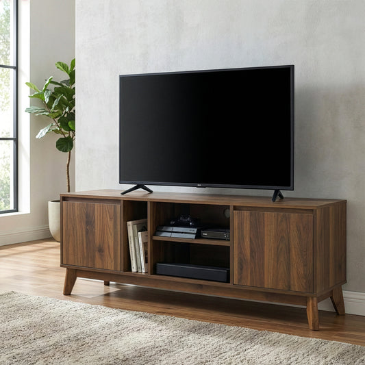 Anshu TV Stand with Two Cabinets and Open Shelves