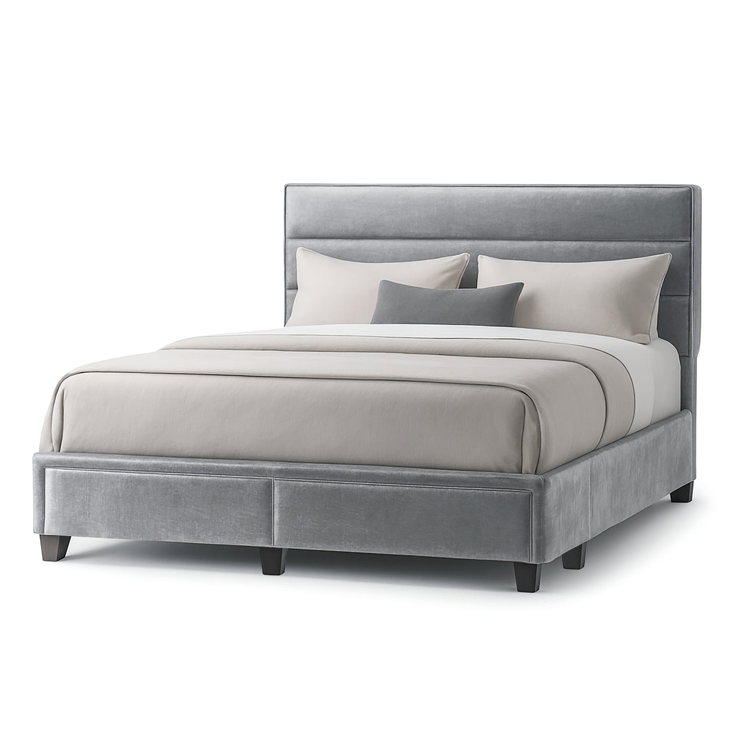 Arnia Silver Gray Queen Bed Captain’s Bed with Two Storage Drawers