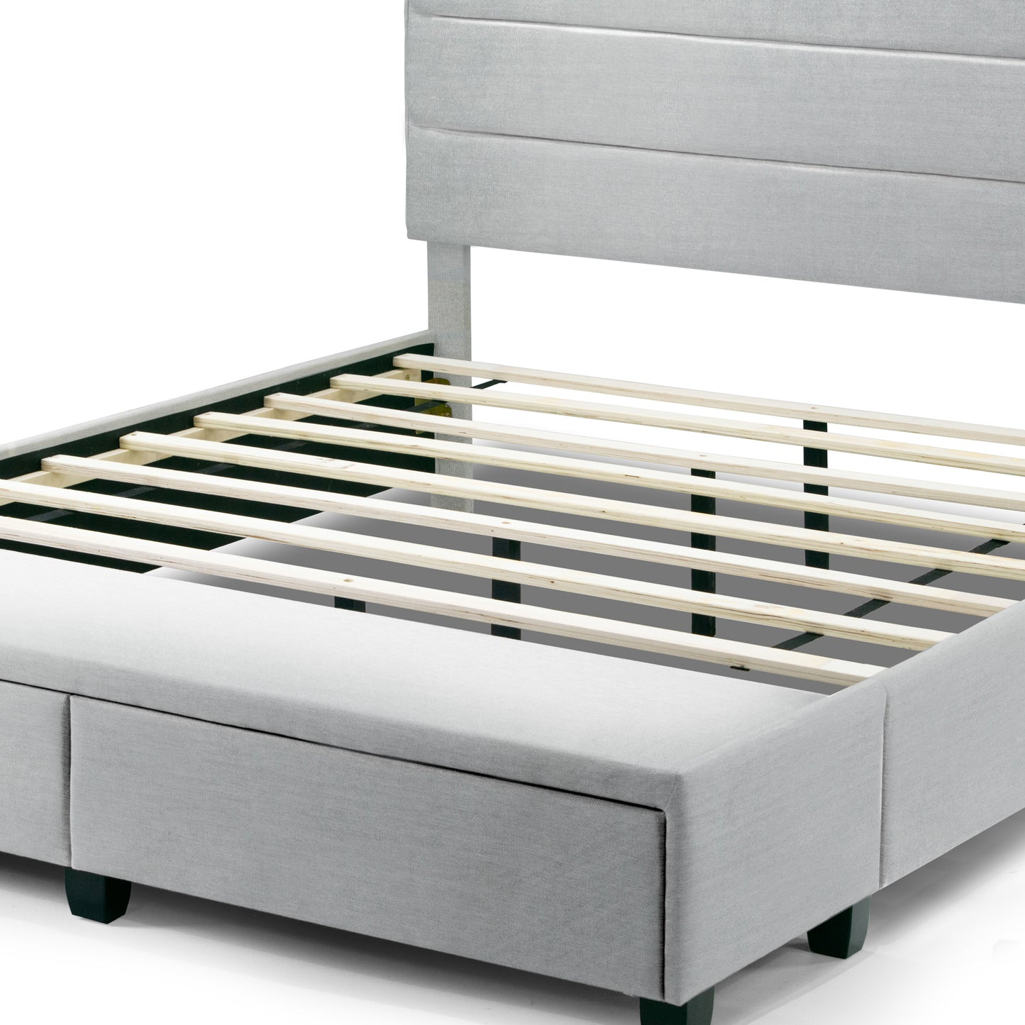 Arnia Silver Gray Queen Bed Captain’s Bed with Two Storage Drawers