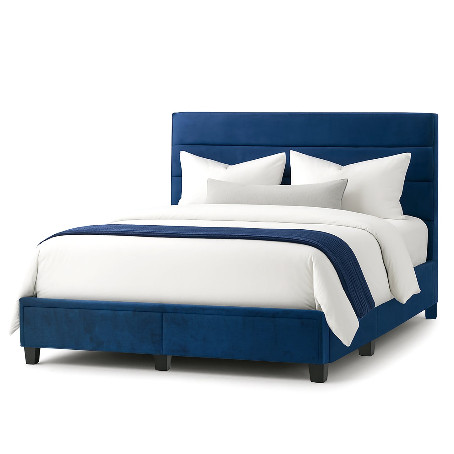 Arnia Navy Blue Queen Bed Captain’s Bed with Two Storage Drawers