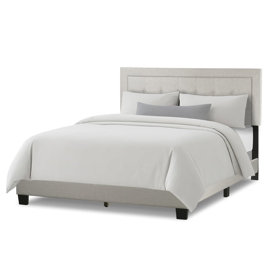 Austin Beige Fabric Queen Bed with Button Tufting and Stitching