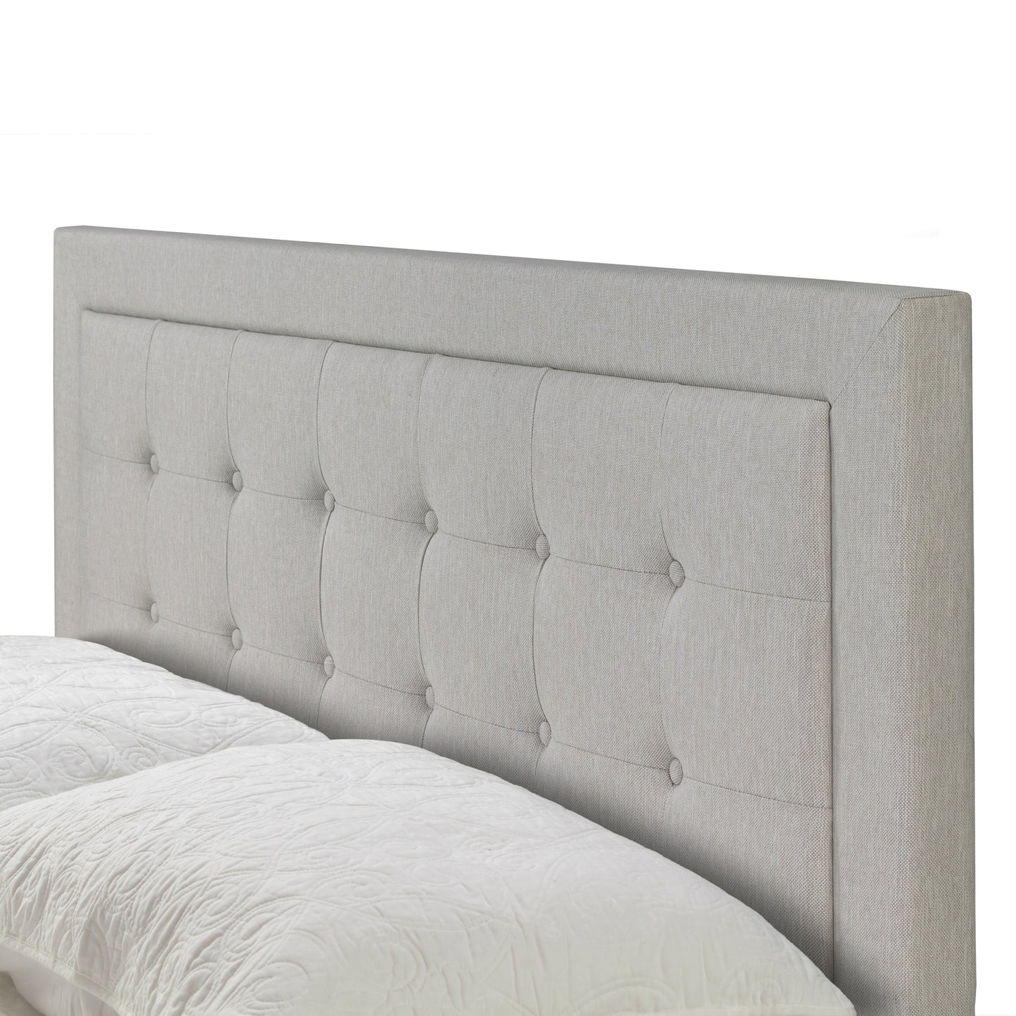Austin Beige Fabric Queen Bed with Button Tufting and Stitching