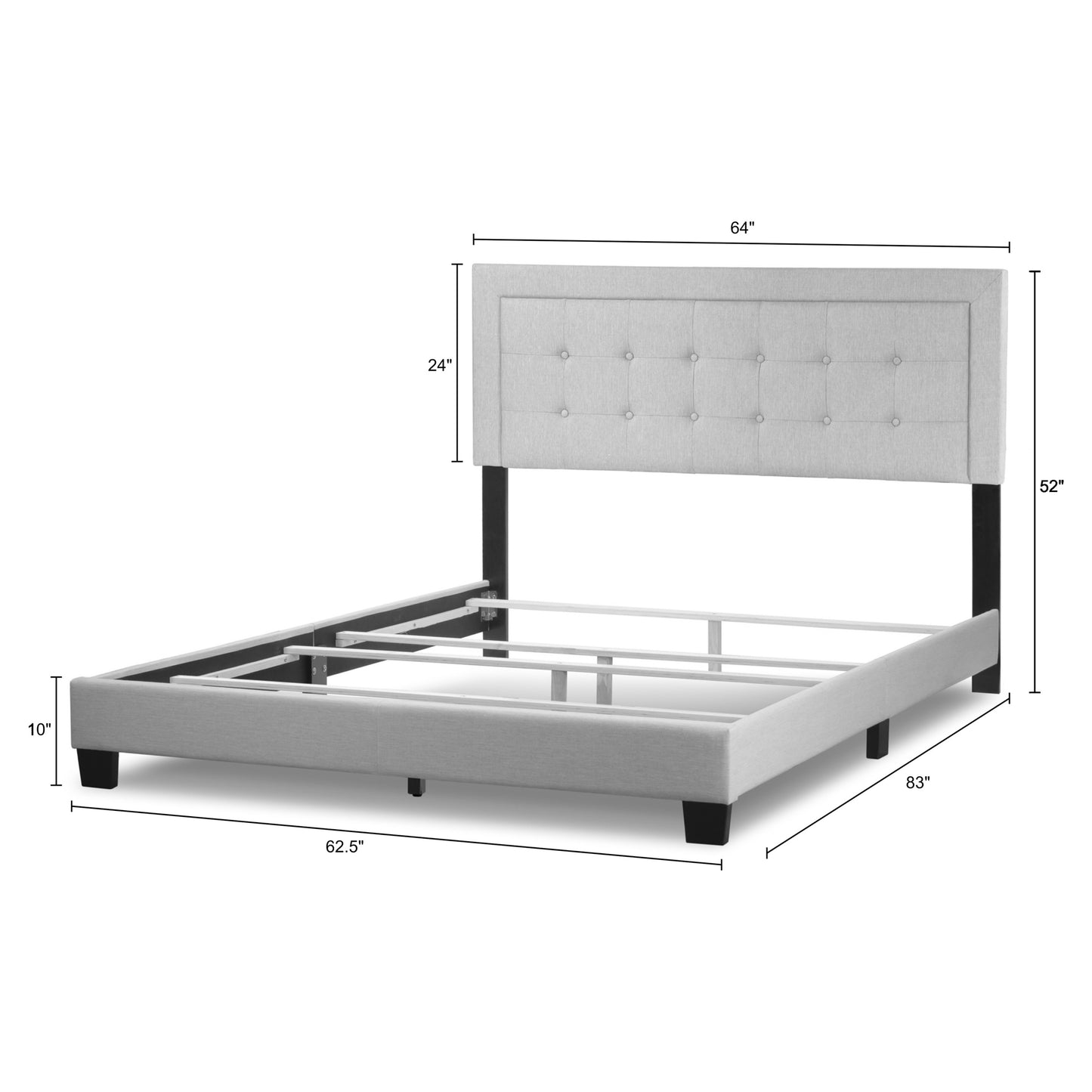 Austin Beige Fabric Queen Bed with Button Tufting and Stitching