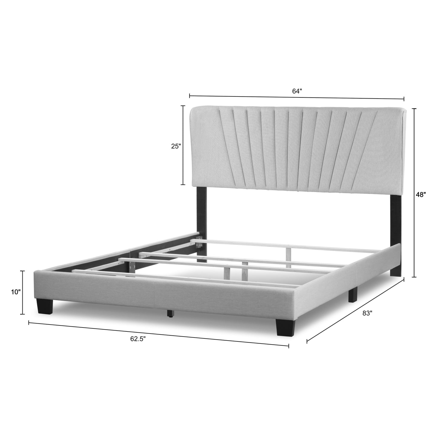 Autumn Beige Fabric Queen Bed with Decorative Stitching