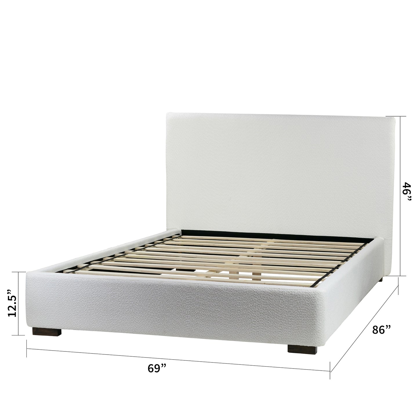 Bedwyr White Boucle Queen Bed